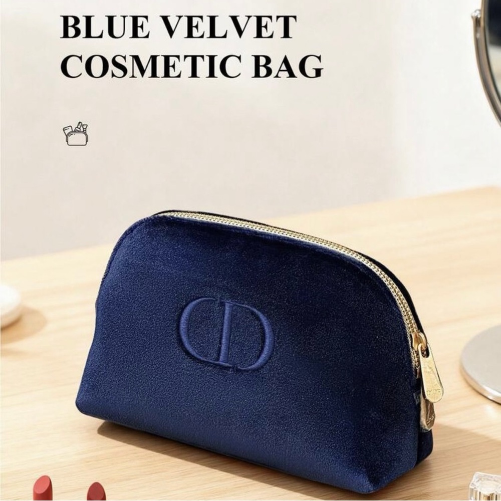 GWP Dior Beauty Blue Velvet Cosmetic Bag *NO BOX* Please Read Description!!